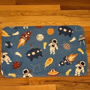 Space Adventure Bath Mat Kids Rug - Blue
